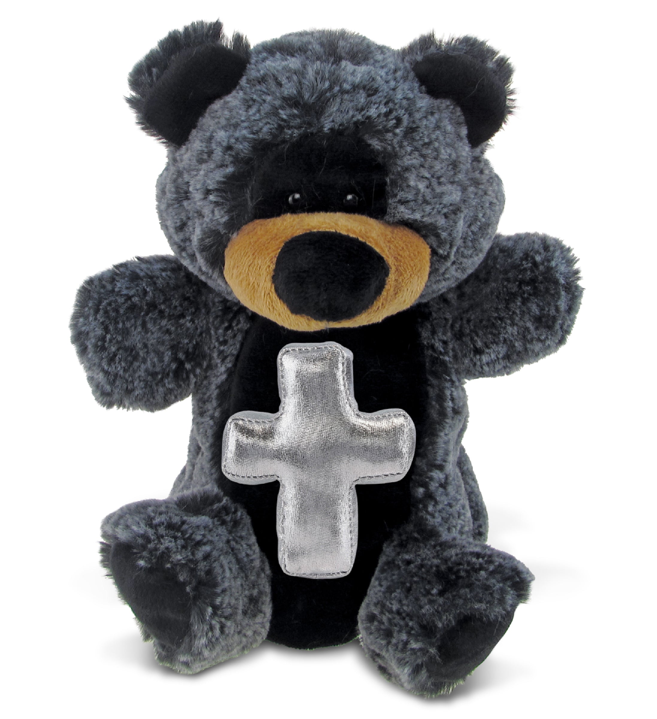 PLUSH CROSS - SUPER SOFT PLUSH HAND PUPPET - BLACK BEAR