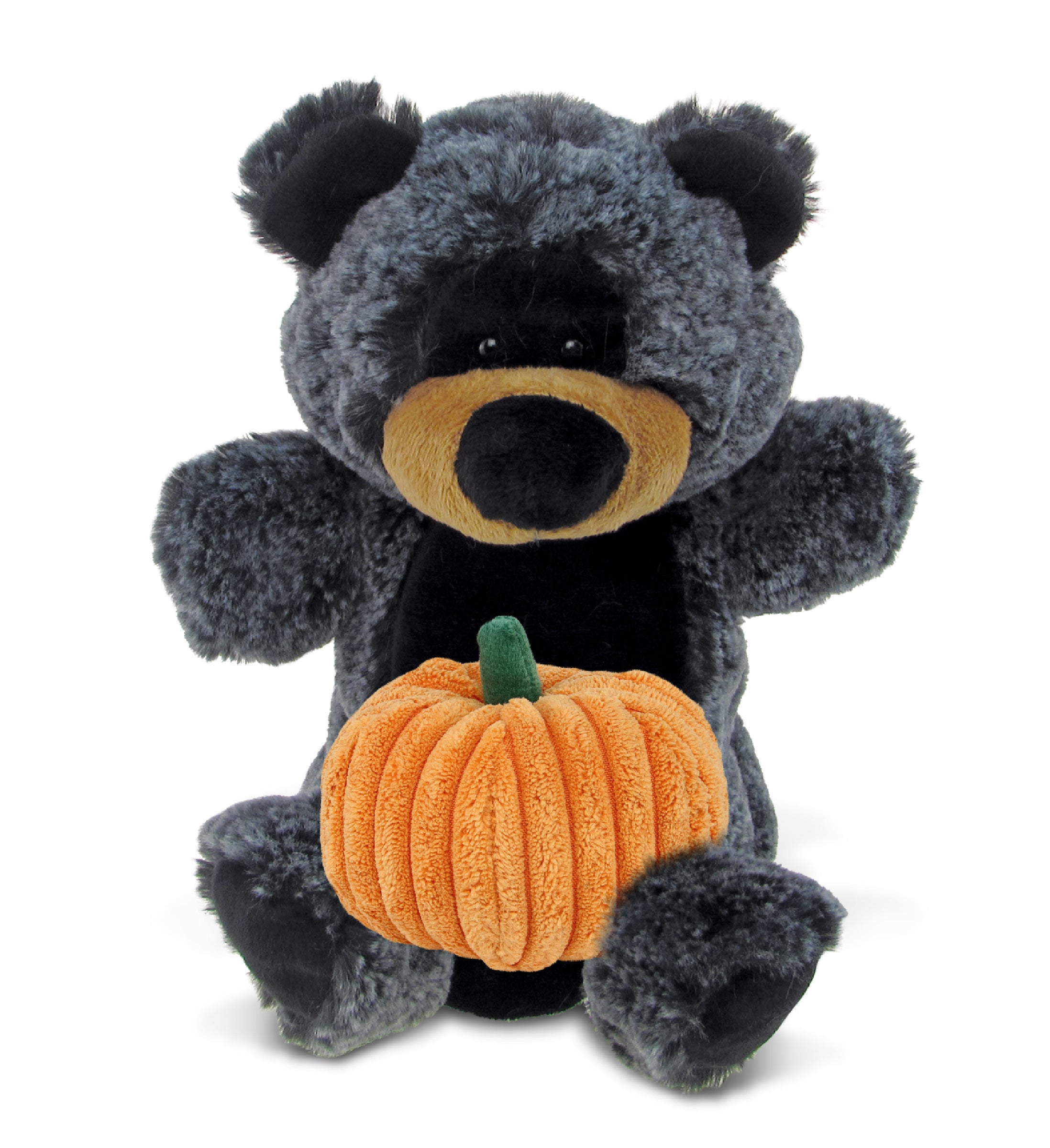 PLUSH PUMPKIN - SUPER SOFT PLUSH HAND PUPPET - BLACK BEAR