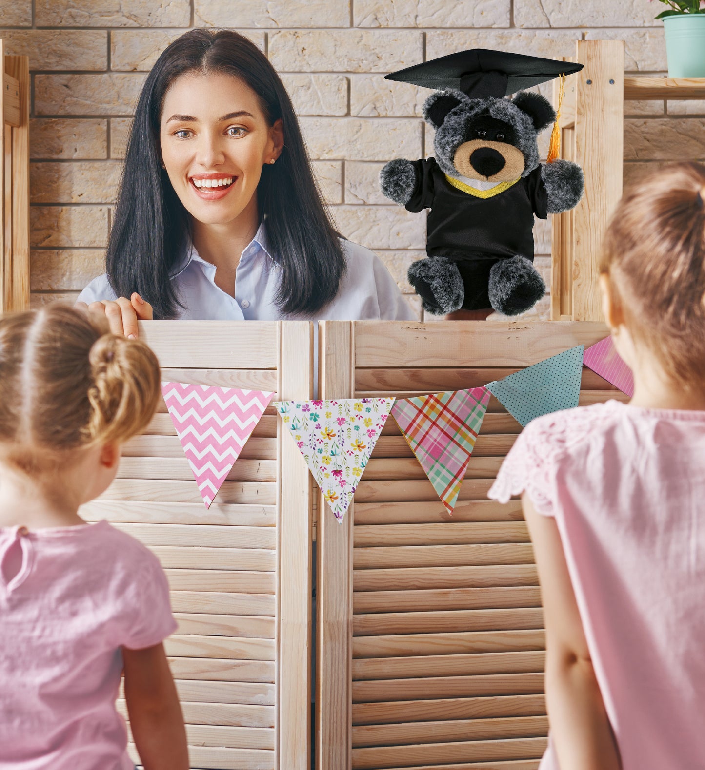DolliBu Black Bear Graduation Plush Toy with Gown and Cap with Tassel - 9 Inch