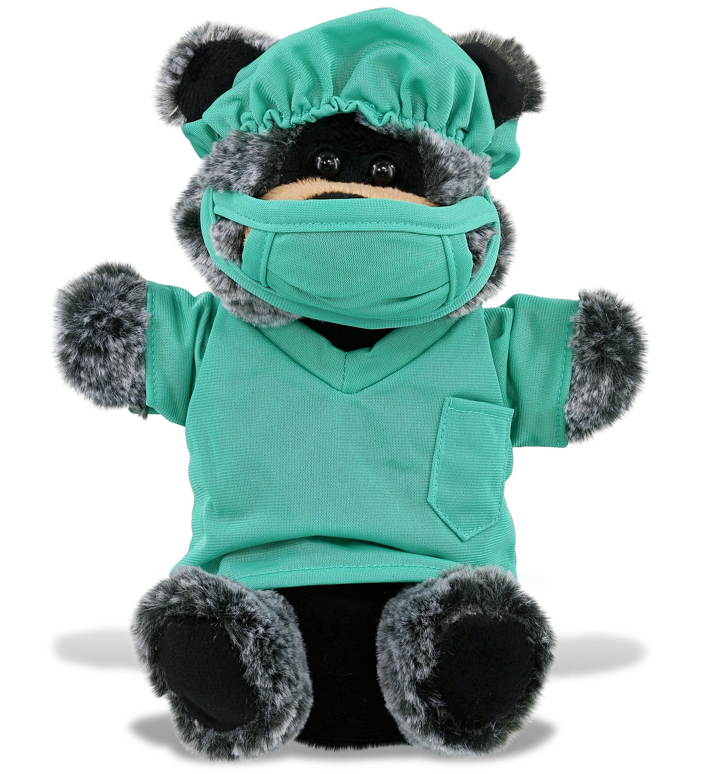 PLUSH DOCTOR - SUPER SOFT PLUSH HAND PUPPET - BLACK BEAR