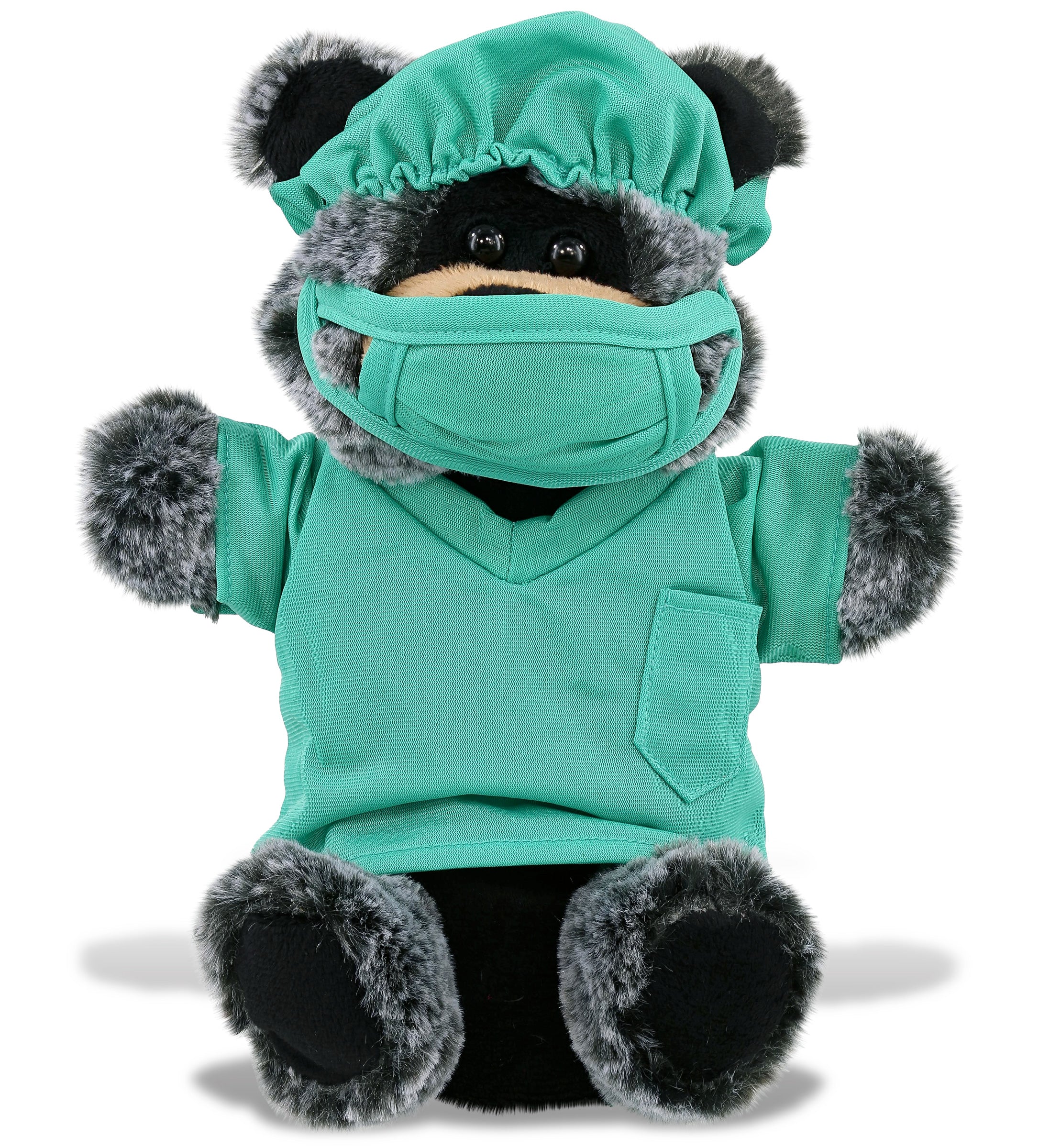 PLUSH DOCTOR - SUPER SOFT PLUSH HAND PUPPET - BLACK BEAR