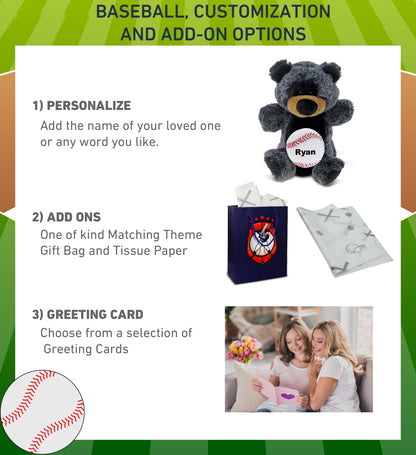 SUPER SOFT PLUSH HAND PUPPET - BLACK BEAR WITH BASEBALL PLUSH