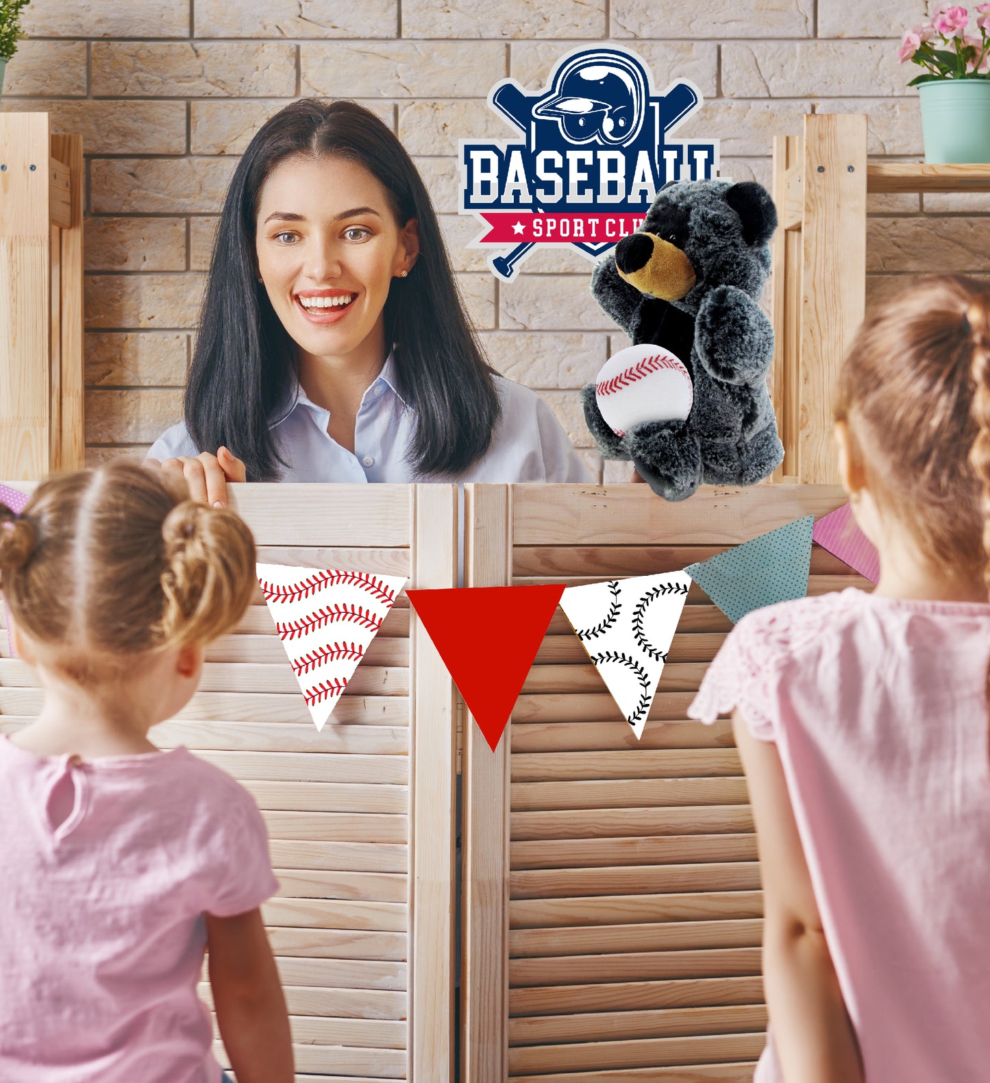 SUPER SOFT PLUSH HAND PUPPET - BLACK BEAR WITH BASEBALL PLUSH