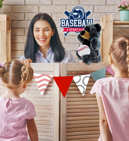 SUPER SOFT PLUSH HAND PUPPET - BLACK BEAR WITH BASEBALL PLUSH