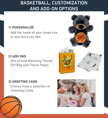 SUPER SOFT PLUSH HAND PUPPET - BLACK BEAR WITH BASKETBALL PLUSH