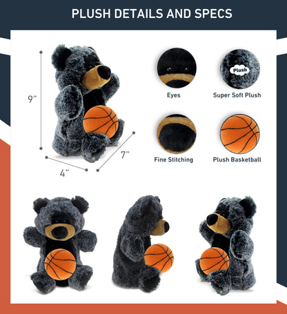 SUPER SOFT PLUSH HAND PUPPET - BLACK BEAR WITH BASKETBALL PLUSH