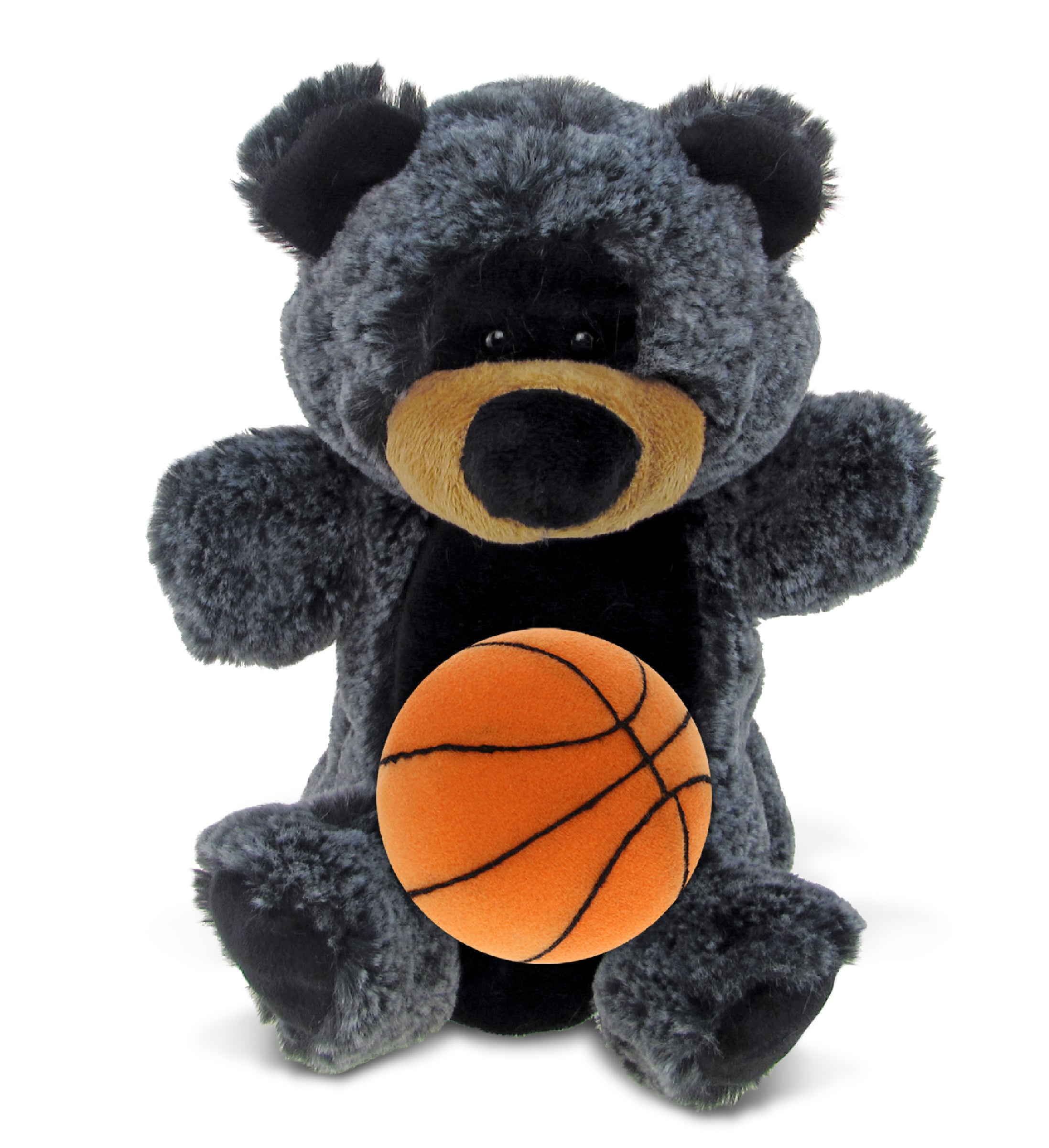 SUPER SOFT PLUSH HAND PUPPET - BLACK BEAR WITH BASKETBALL PLUSH