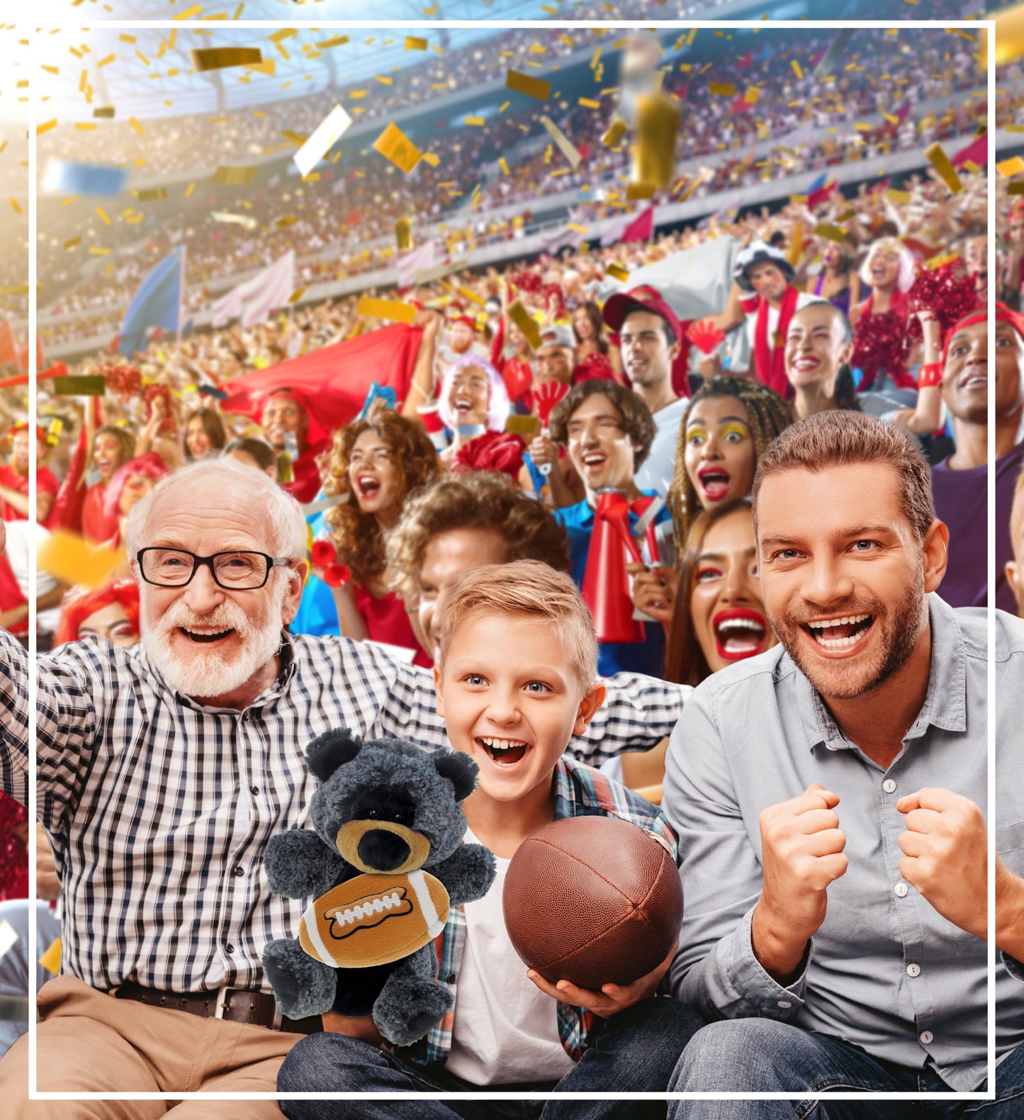 SUPER SOFT PLUSH HAND PUPPET - BLACK BEAR WITH FOOTBALL PLUSH