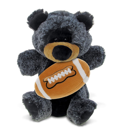 SUPER SOFT PLUSH HAND PUPPET - BLACK BEAR WITH FOOTBALL PLUSH