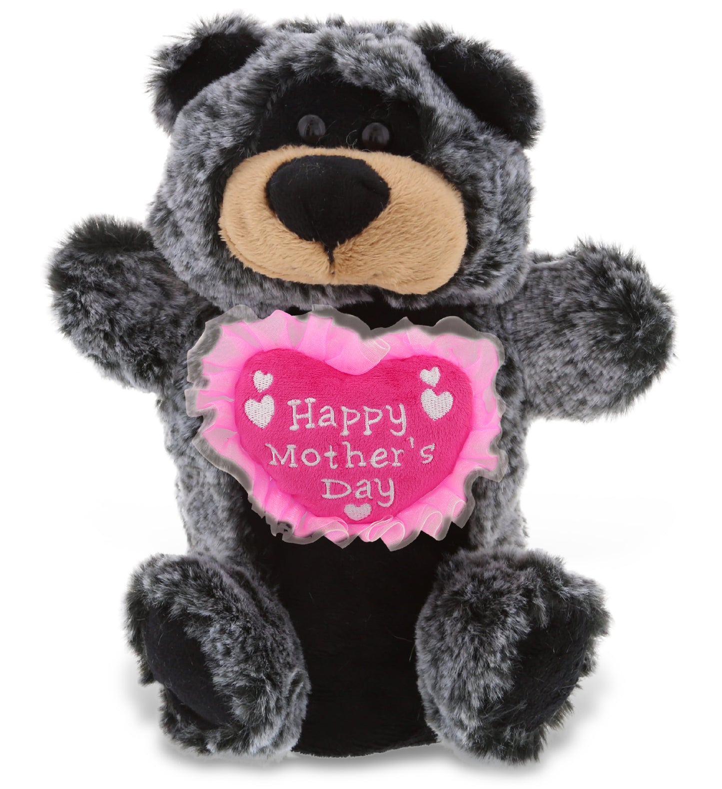 PLUSH MOTHERS DAY HEART - SUPER SOFT PLUSH HAND PUPPET - BLACK BEAR
