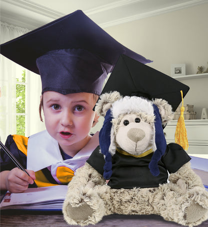 DolliBu Polar Bear Graduation Plush with Gown and Cap with Tassel - 10 Inches