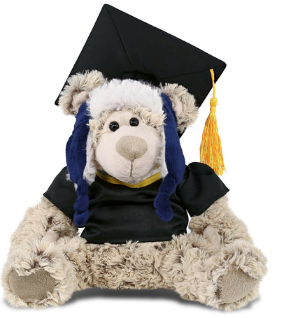 DolliBu Polar Bear Graduation Plush with Gown and Cap with Tassel - 10 Inches