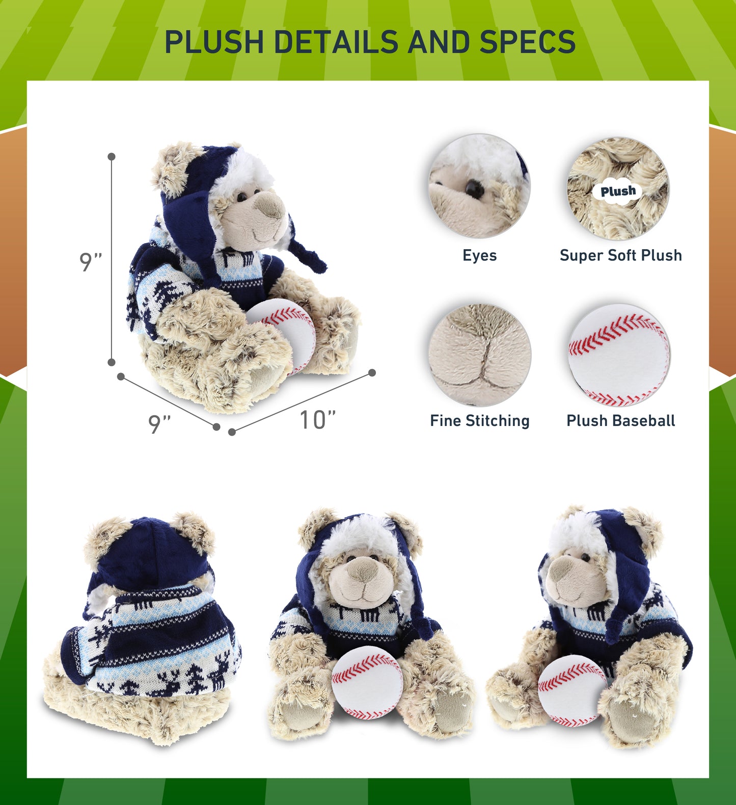 SUPER SOFT PLUSH WITH CLOTHES - POLAR BEAR WITH BASEBALL PLUSH