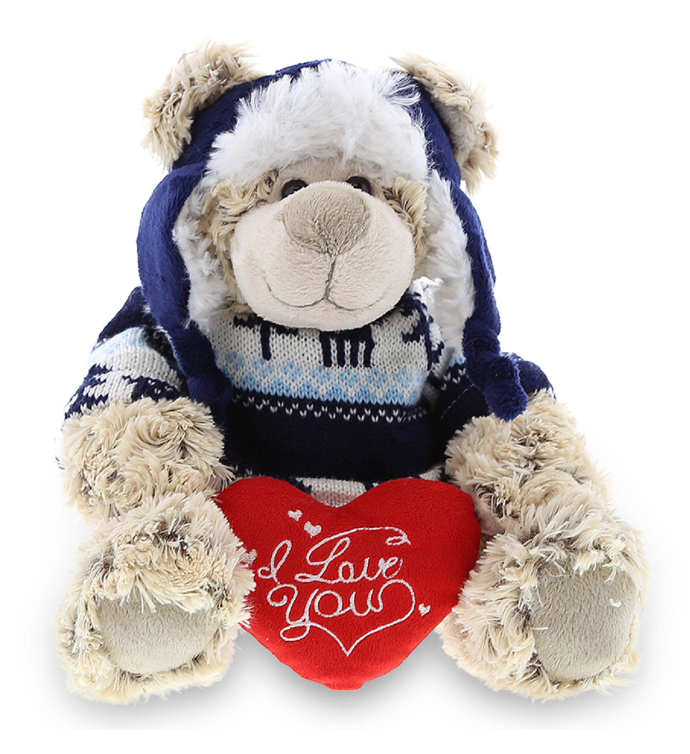 PLUSH I LOVE YOU RED HEART - SUPER SOFT PLUSH WITH CLOTHES - POLAR BEAR