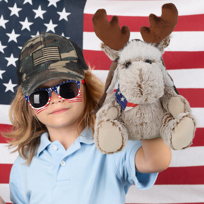 SUPER SOFT PLUSH WITH CLOTHES - MOOSE WITH USA BANDANA