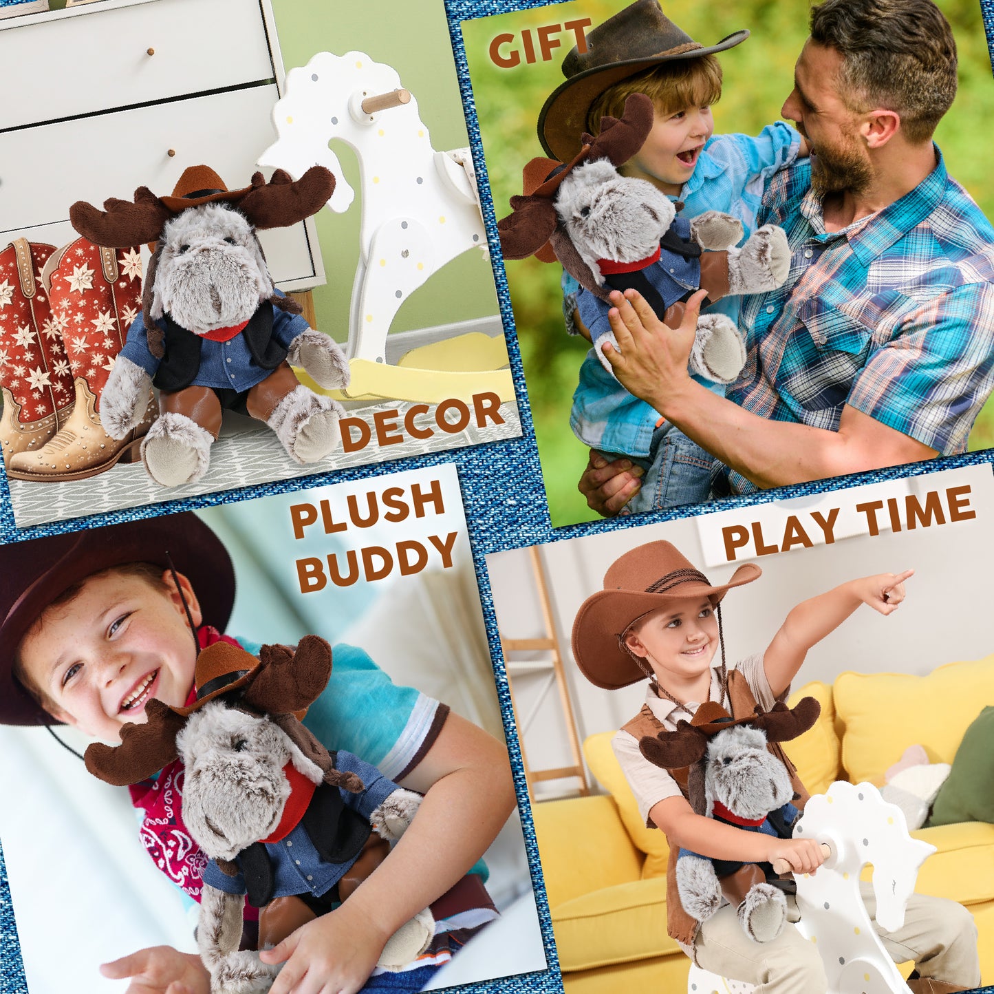 SUPER SOFT PLUSH WITH CLOTHES - MOOSE COWBOY DRESS UP