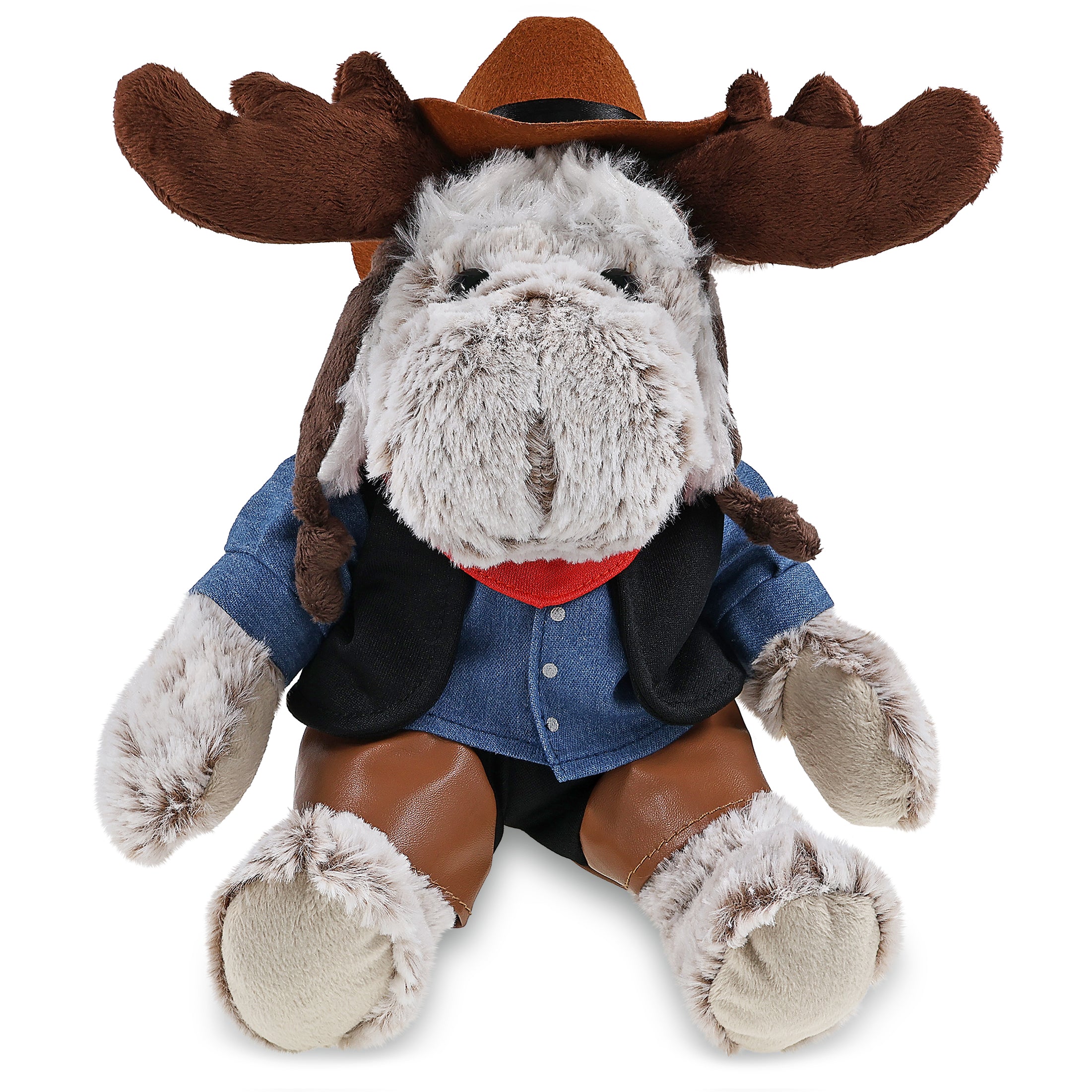 SUPER SOFT PLUSH WITH CLOTHES - MOOSE COWBOY DRESS UP