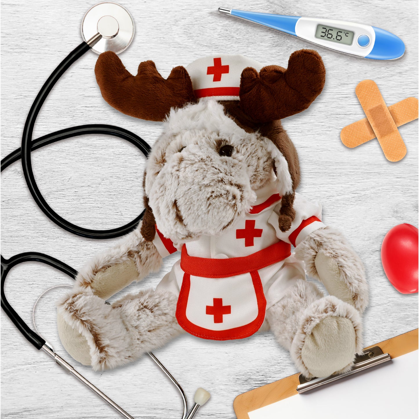 SUPER SOFT PLUSH WITH CLOTHES - MOOSE NURSE