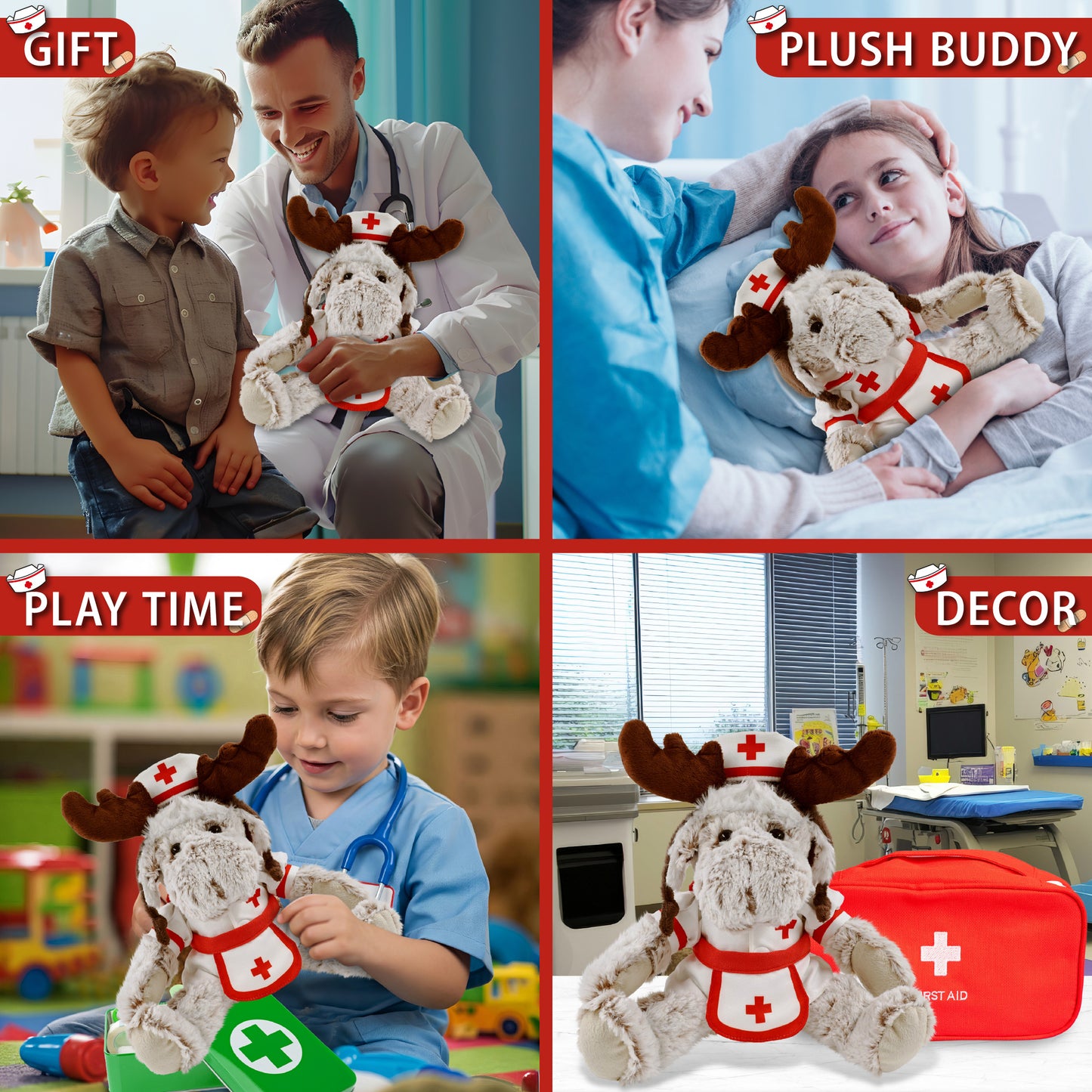 SUPER SOFT PLUSH WITH CLOTHES - MOOSE NURSE