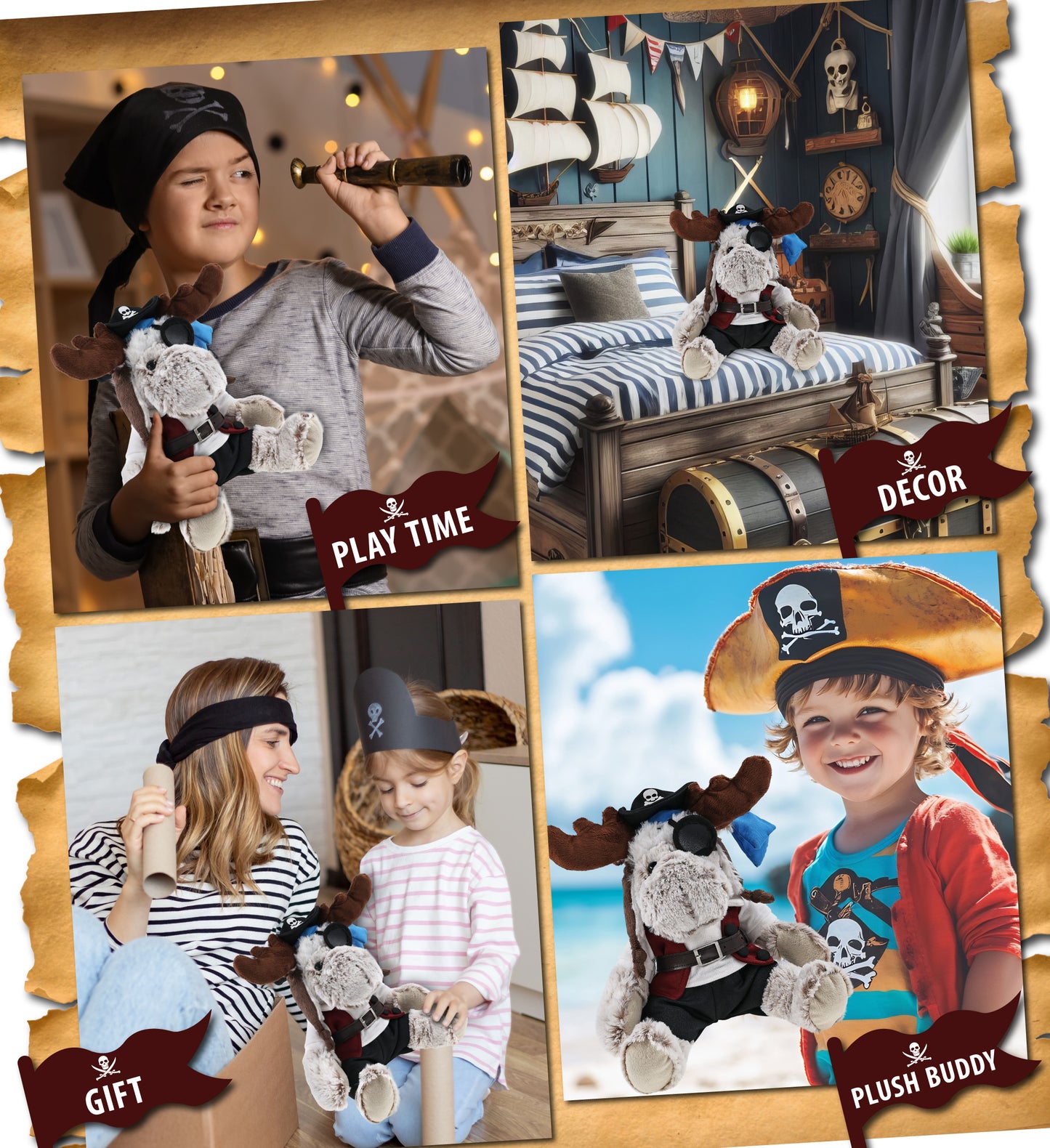 SUPER SOFT PLUSH WITH CLOTHES - MOOSE PIRATE DRESS UP
