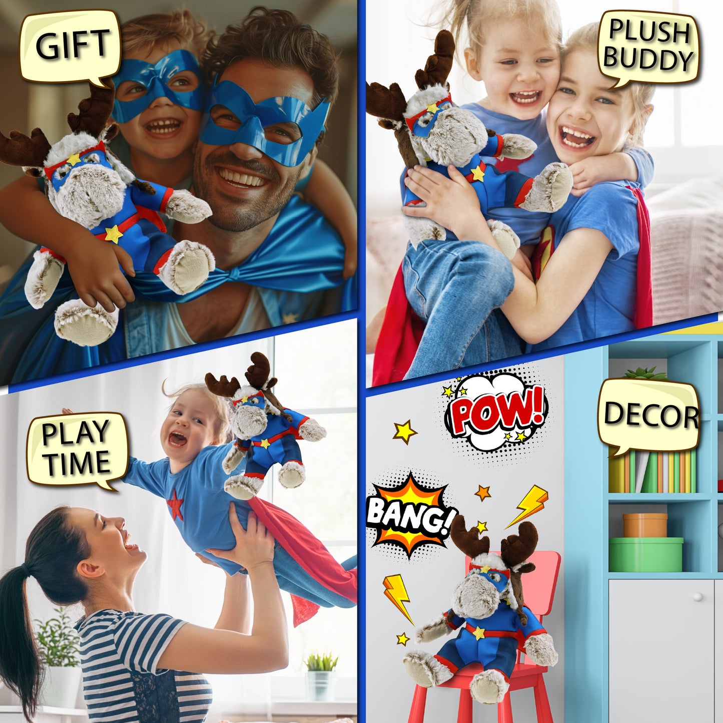 SUPER SOFT PLUSH WITH CLOTHES - MOOSE SUPER HERO