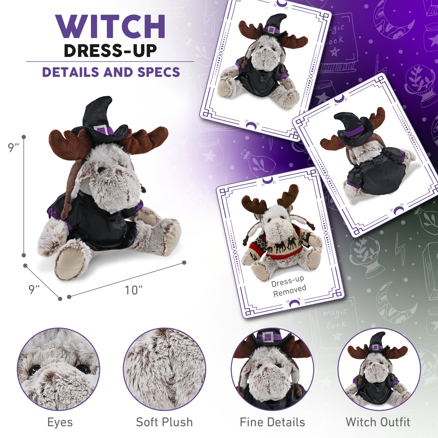 SUPER SOFT PLUSH WITH CLOTHES - MOOSE WITCH DRESS UP