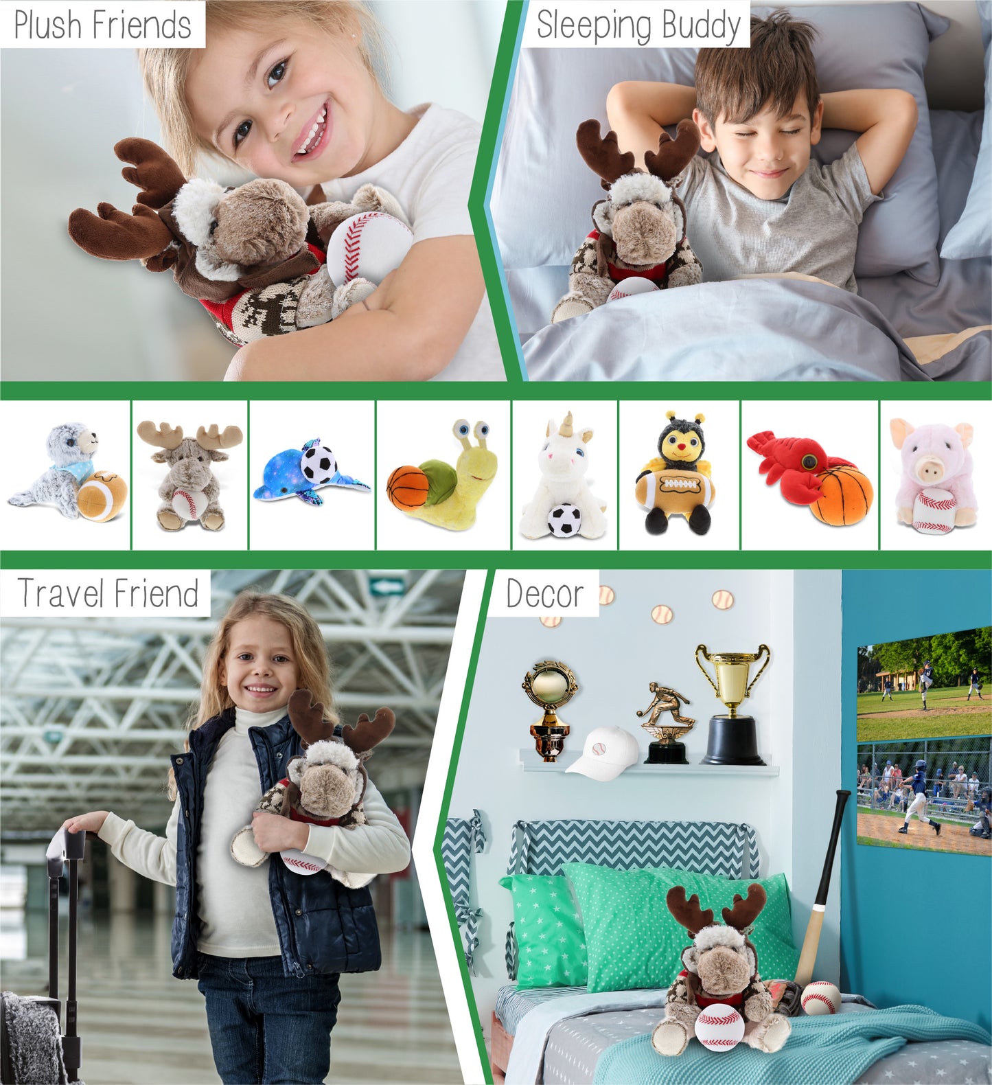 SUPER SOFT PLUSH WITH CLOTHES - MOOSE WITH BASEBALL PLUSH