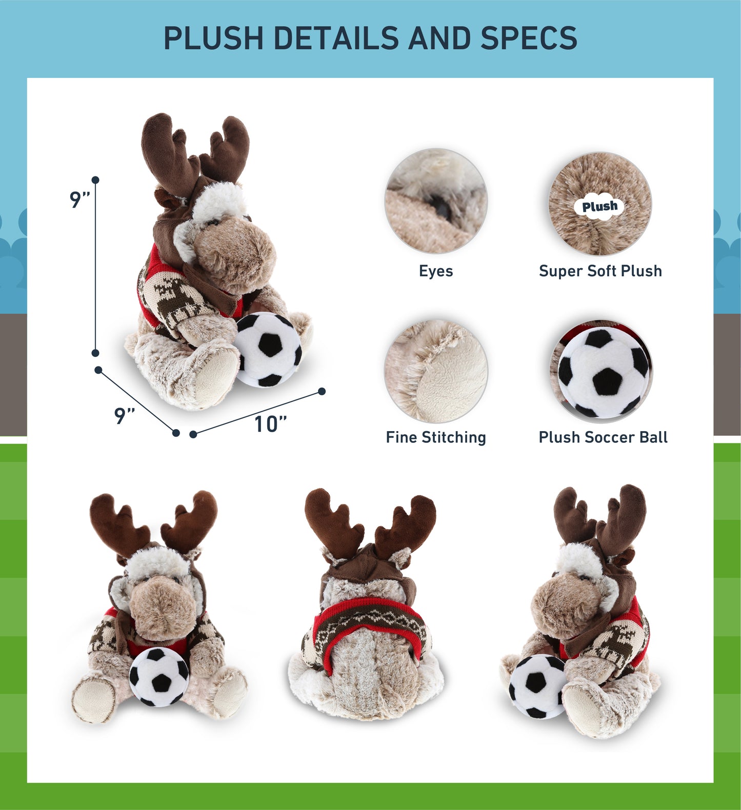 SUPER SOFT PLUSH WITH CLOTHES - MOOSE WITH SOCCER PLUSH