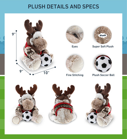 SUPER SOFT PLUSH WITH CLOTHES - MOOSE WITH SOCCER PLUSH
