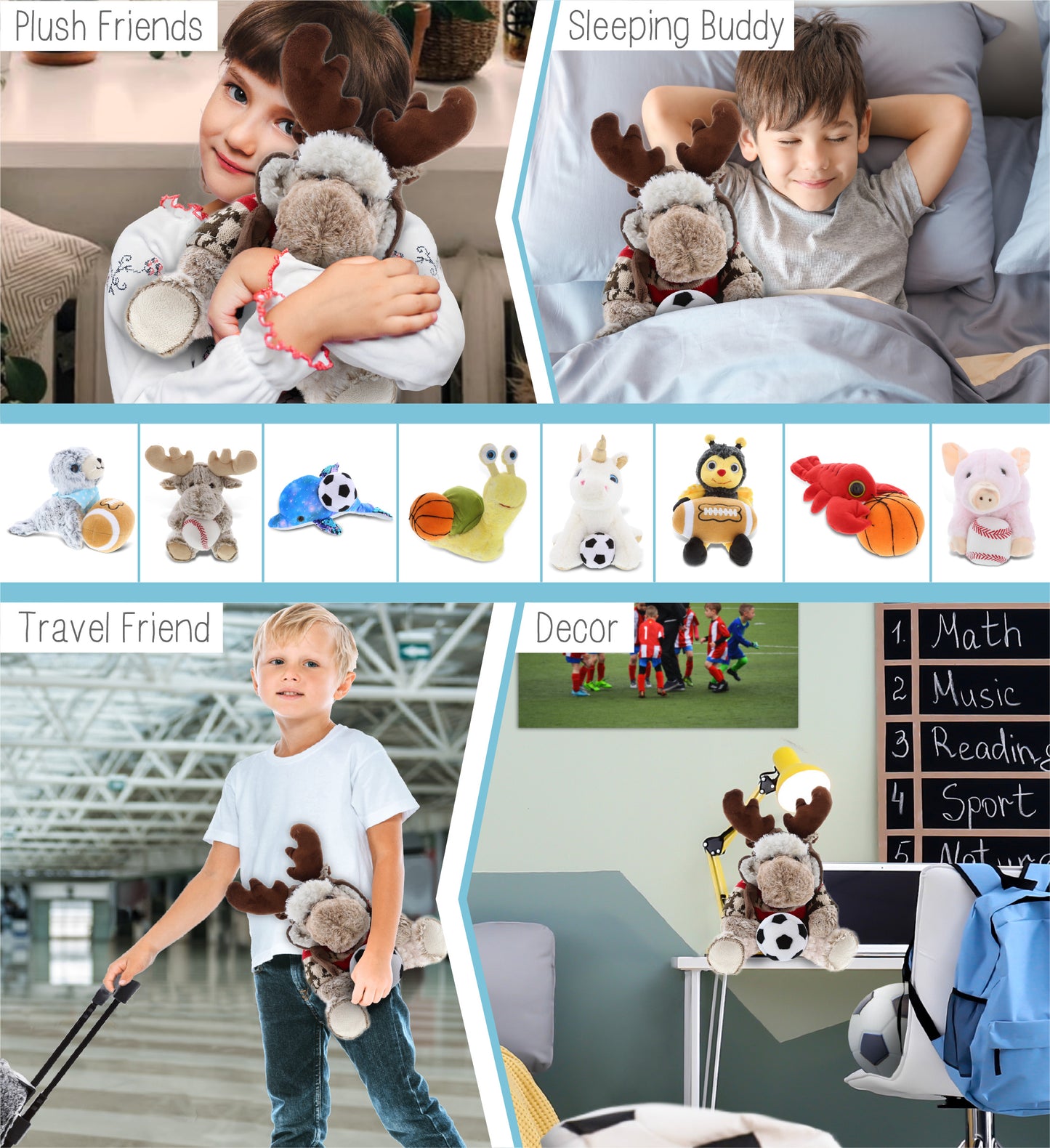 SUPER SOFT PLUSH WITH CLOTHES - MOOSE WITH SOCCER PLUSH