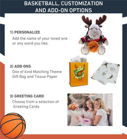SUPER SOFT PLUSH WITH CLOTHES - MOOSE WITH BASKETBALL PLUSH