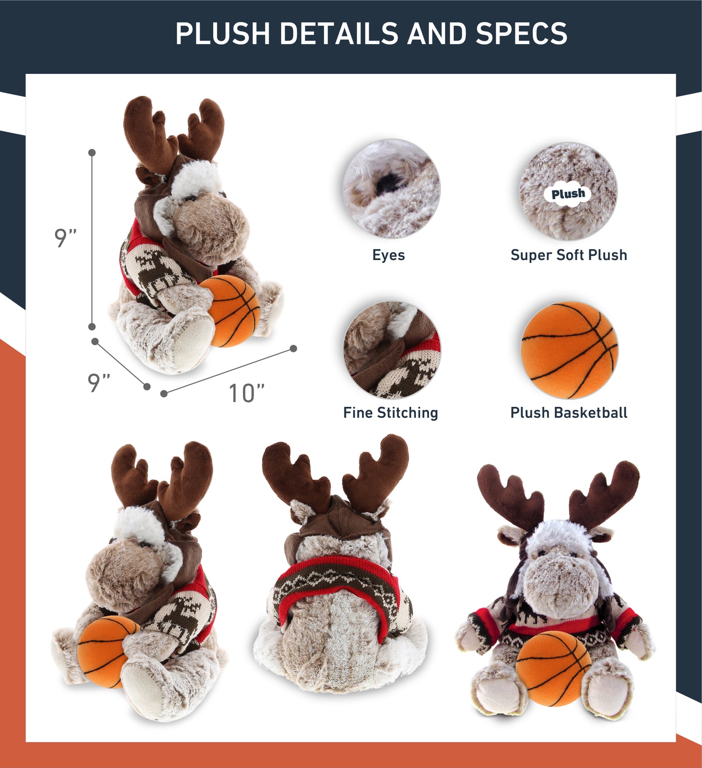 SUPER SOFT PLUSH WITH CLOTHES - MOOSE WITH BASKETBALL PLUSH