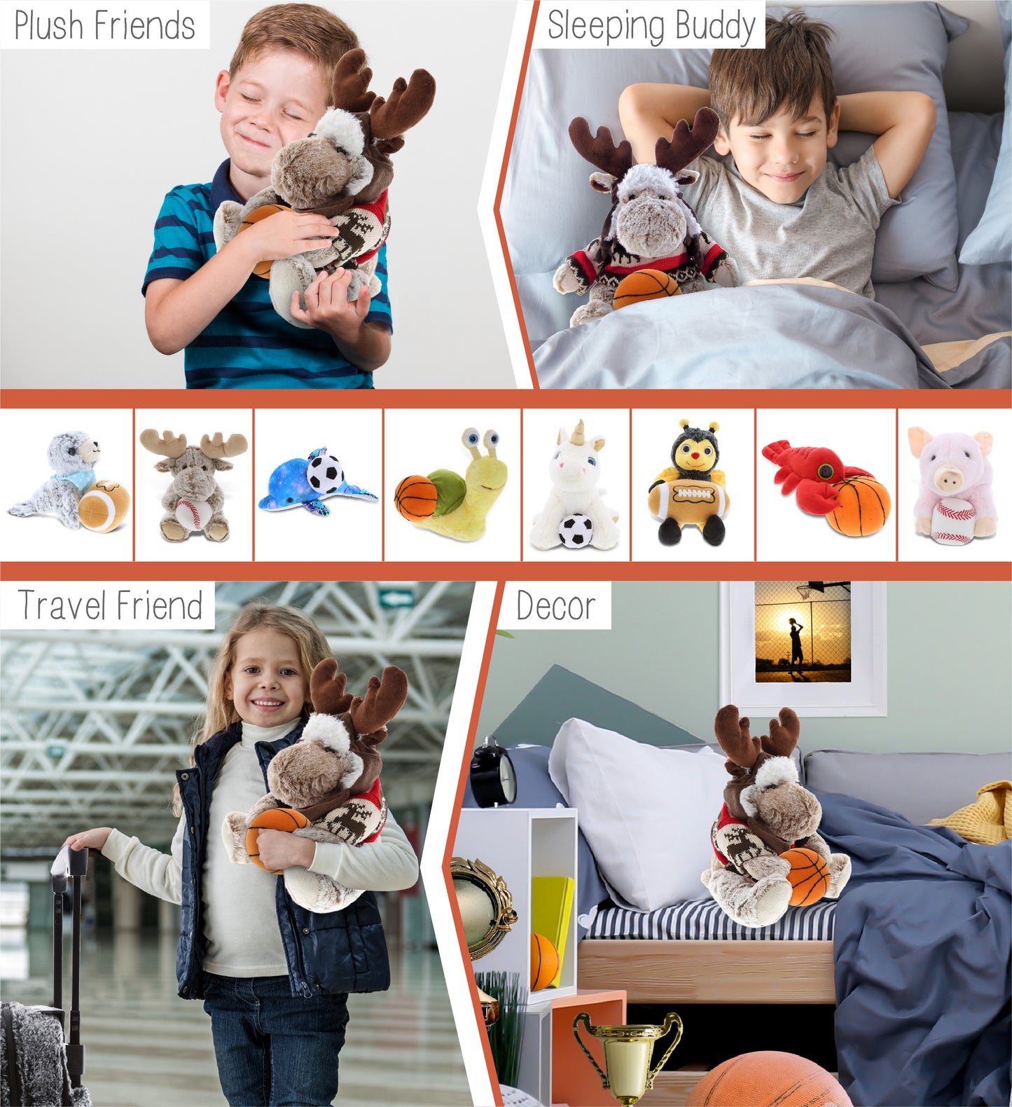 SUPER SOFT PLUSH WITH CLOTHES - MOOSE WITH BASKETBALL PLUSH