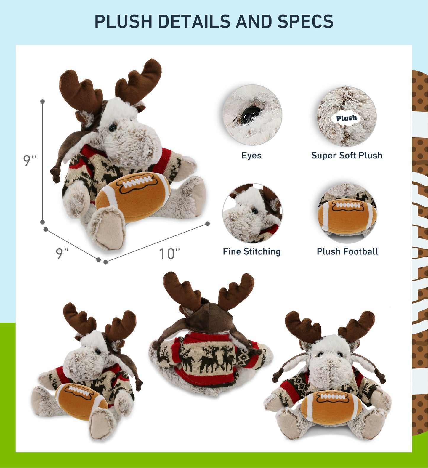 SUPER SOFT PLUSH WITH CLOTHES - MOOSE WITH FOOTBALL PLUSH