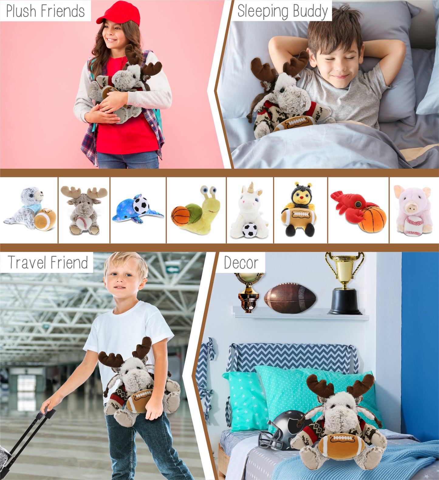 SUPER SOFT PLUSH WITH CLOTHES - MOOSE WITH FOOTBALL PLUSH