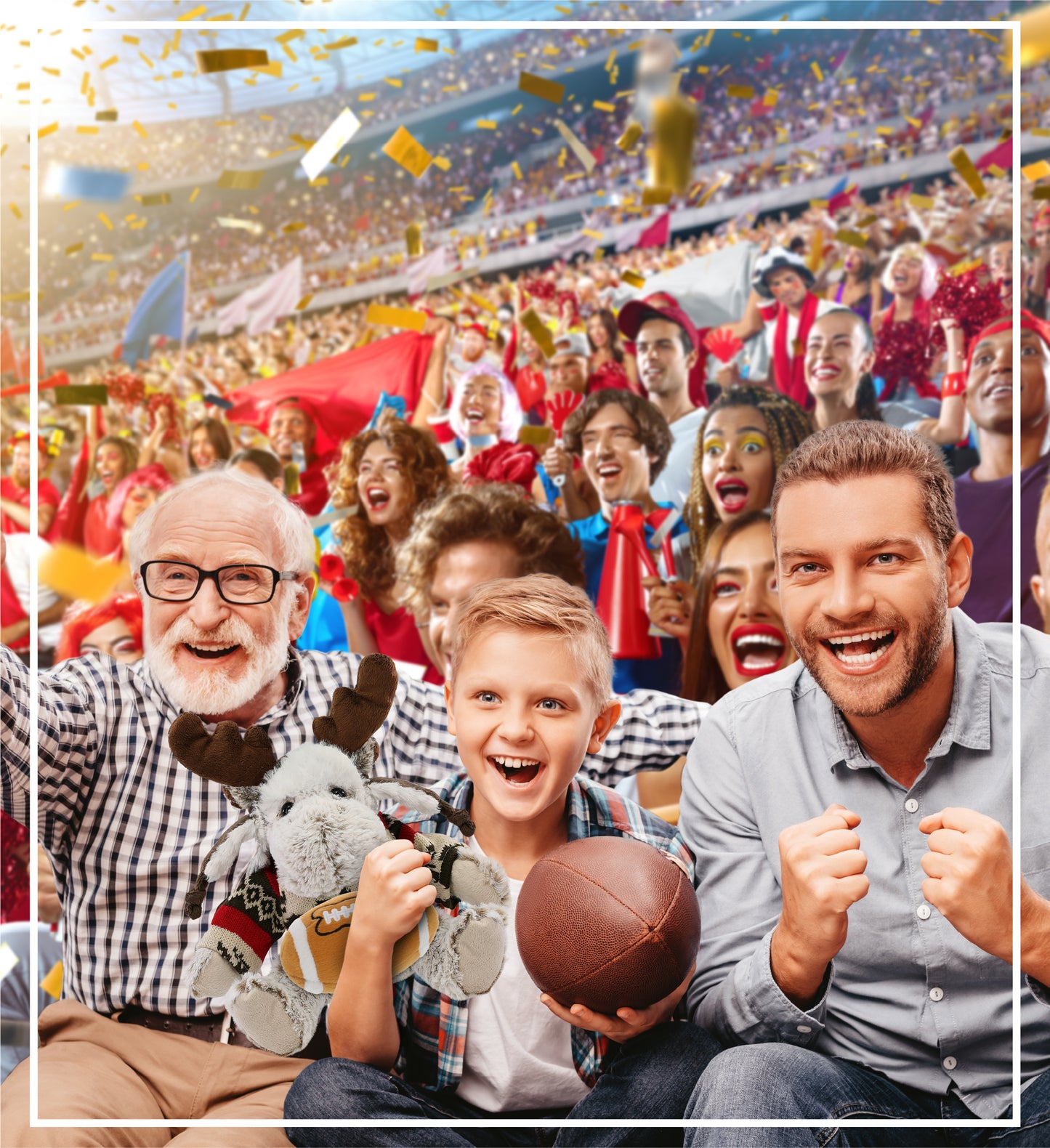 SUPER SOFT PLUSH WITH CLOTHES - MOOSE WITH FOOTBALL PLUSH