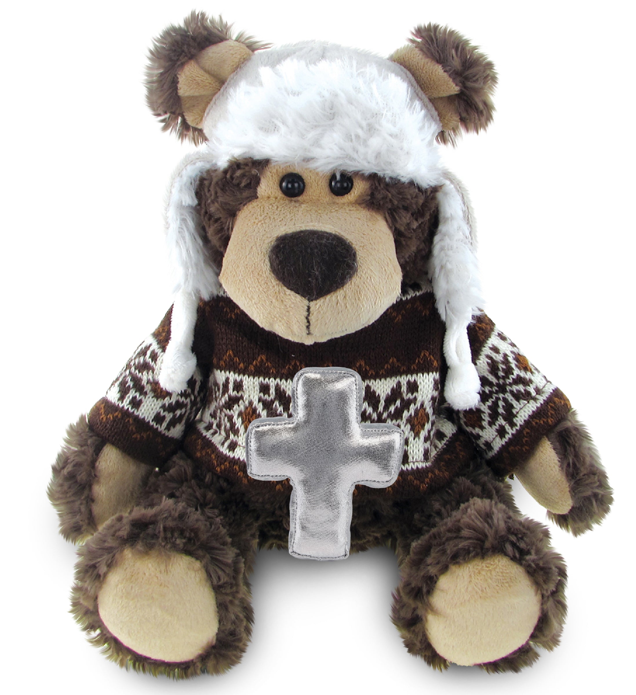 PLUSH CROSS - SUPER SOFT PLUSH WITH CLOTHES - GRIZZLY BEAR