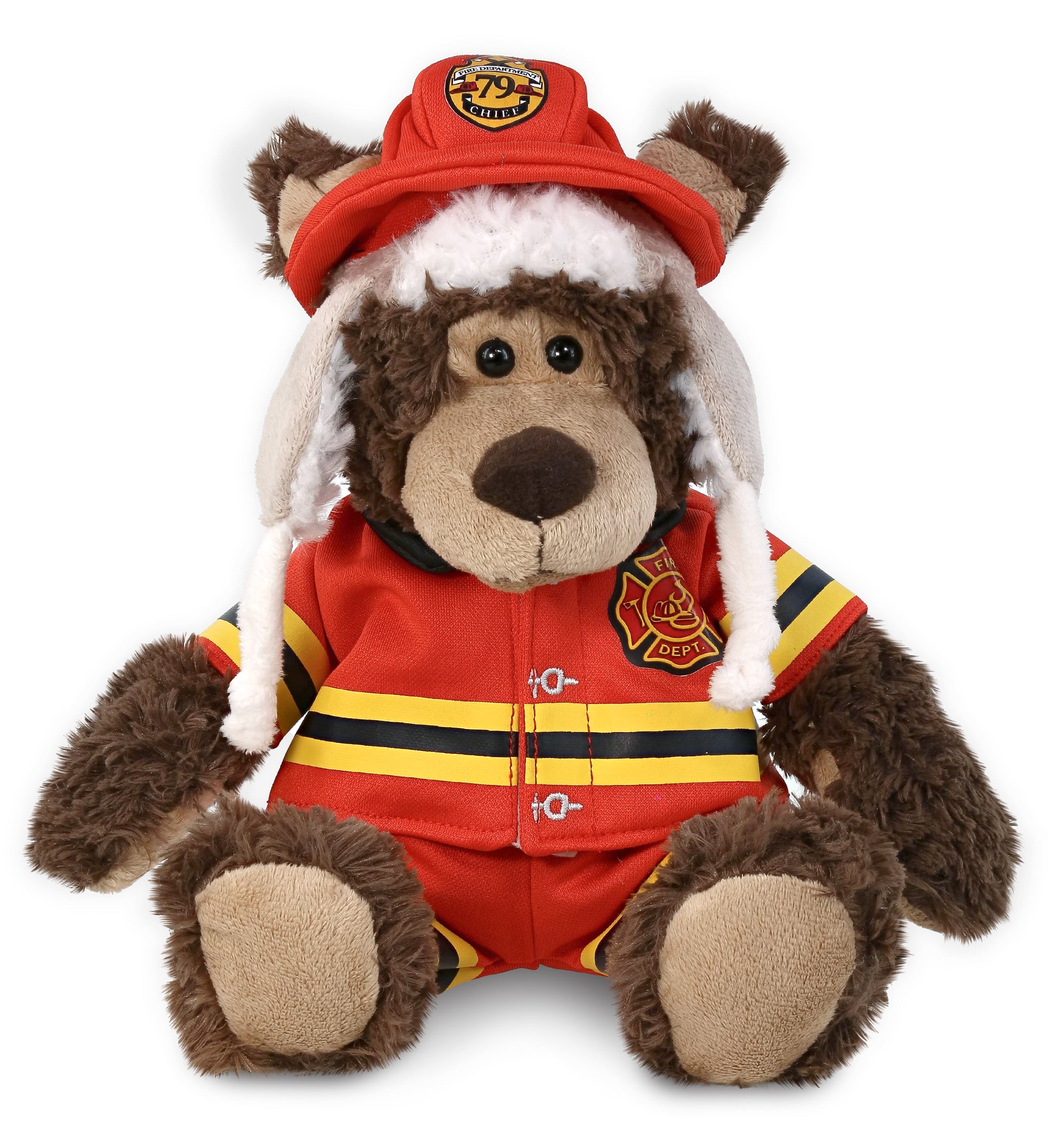 PLUSH FIREMAN - SUPER SOFT PLUSH WITH CLOTHES - GRIZZLY BEAR