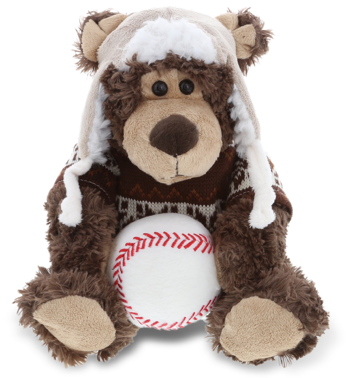 PLUSH BASEBALL - SUPER SOFT PLUSH WITH CLOTHES - GRIZZLY BEAR