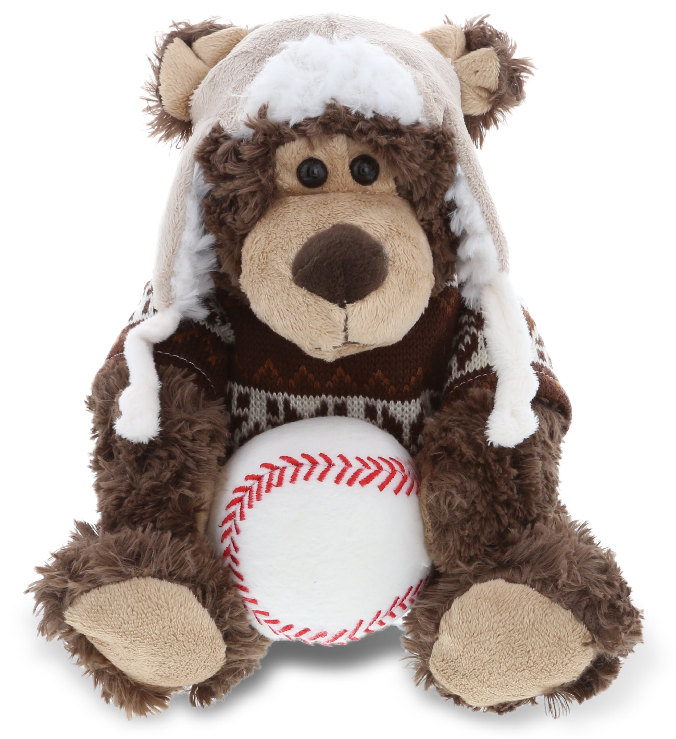 PLUSH BASEBALL - SUPER SOFT PLUSH WITH CLOTHES - GRIZZLY BEAR
