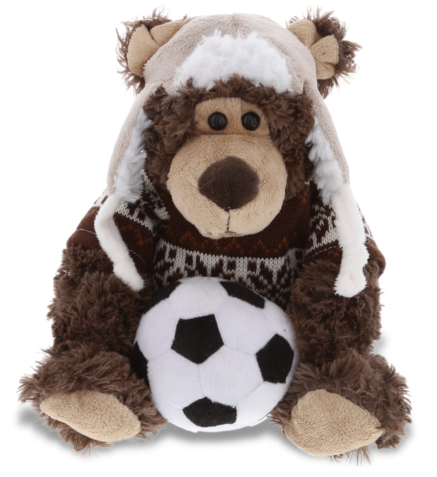 PLUSH SOCCER BALL - SUPER SOFT PLUSH WITH CLOTHES - GRIZZLY BEAR