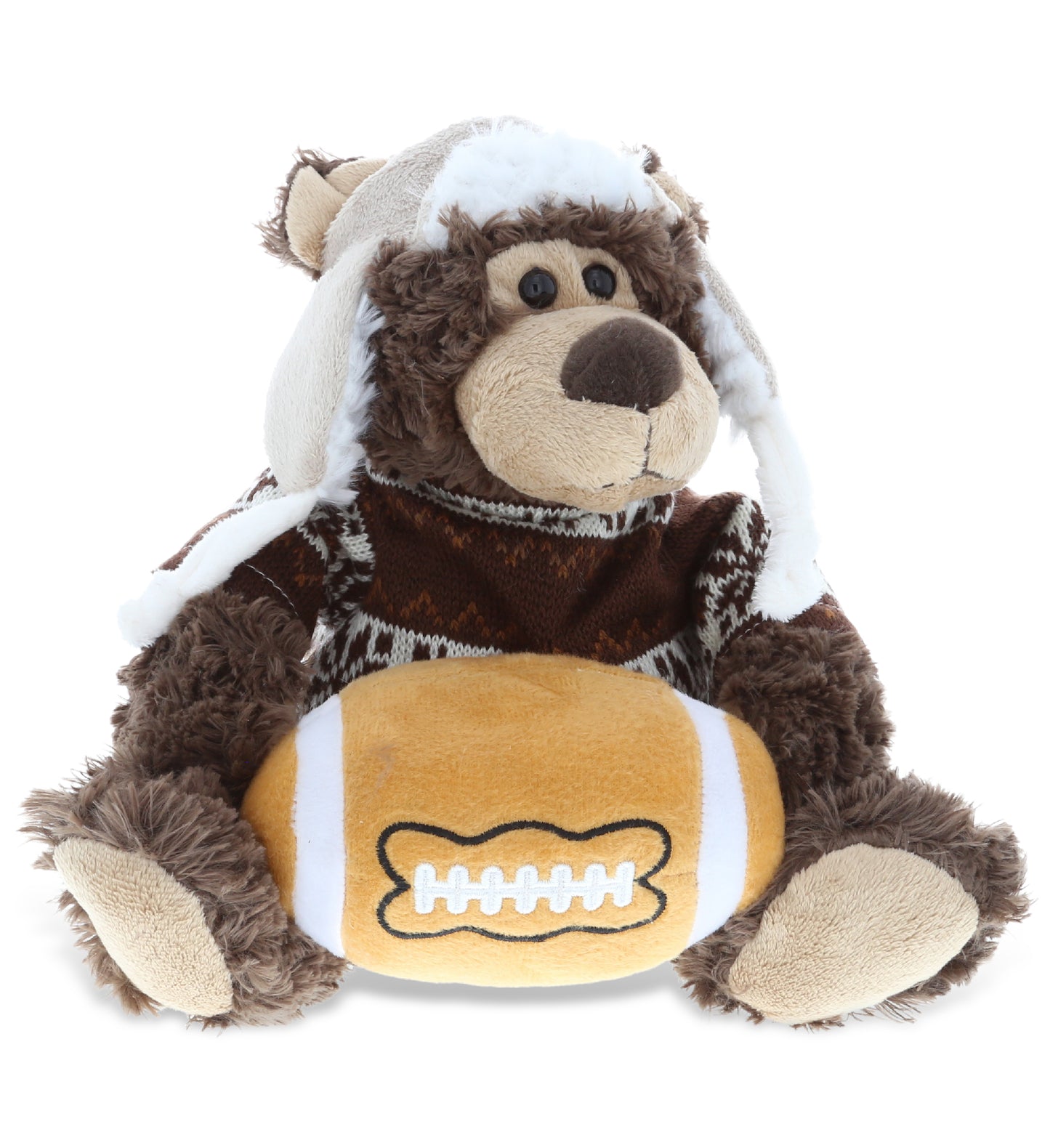 PLUSH FOOTBALL - SUPER SOFT PLUSH WITH CLOTHES - GRIZZLY BEAR