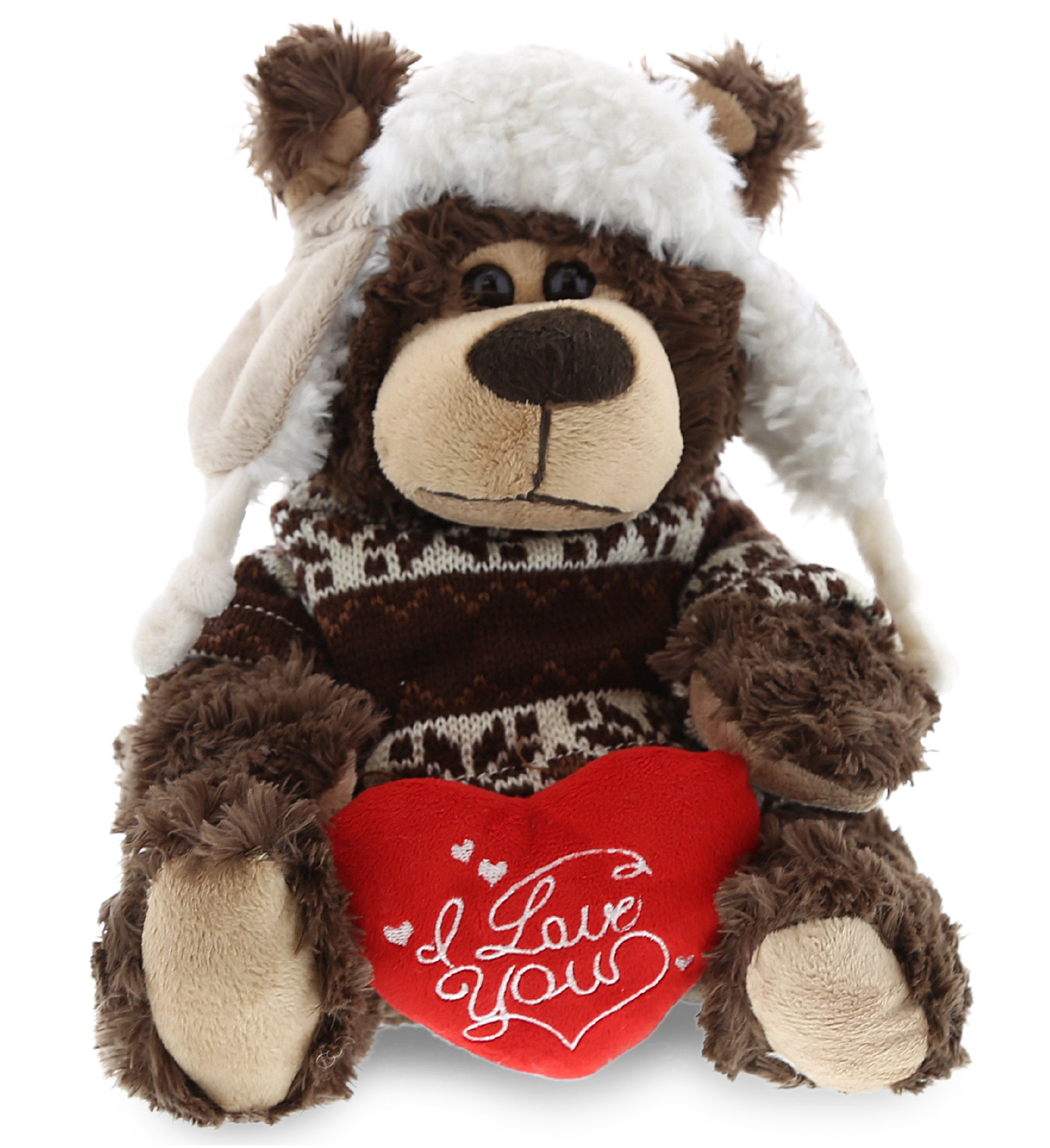 PLUSH I LOVE YOU RED HEART - SUPER SOFT PLUSH WITH CLOTHES - GRIZZLY BEAR