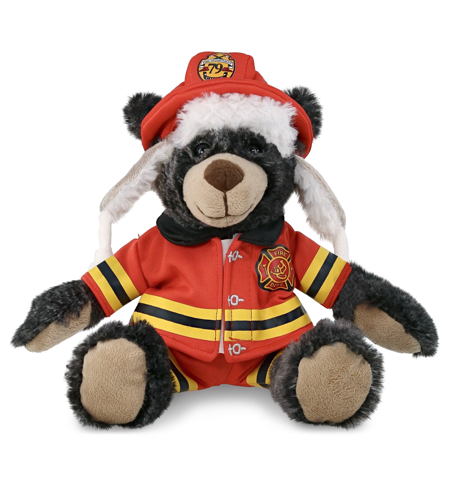 PLUSH FIREMAN - SUPER SOFT PLUSH WITH CLOTHES - BLACK BEAR