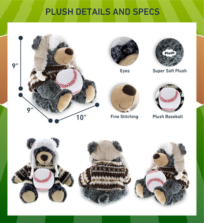 SUPER SOFT PLUSH WITH CLOTHES - BLACK BEAR WITH BASEBALL PLUSH
