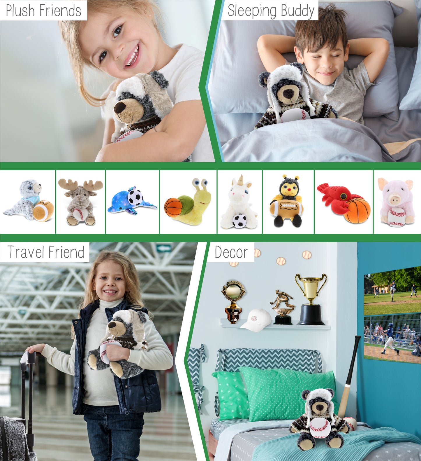 SUPER SOFT PLUSH WITH CLOTHES - BLACK BEAR WITH BASEBALL PLUSH