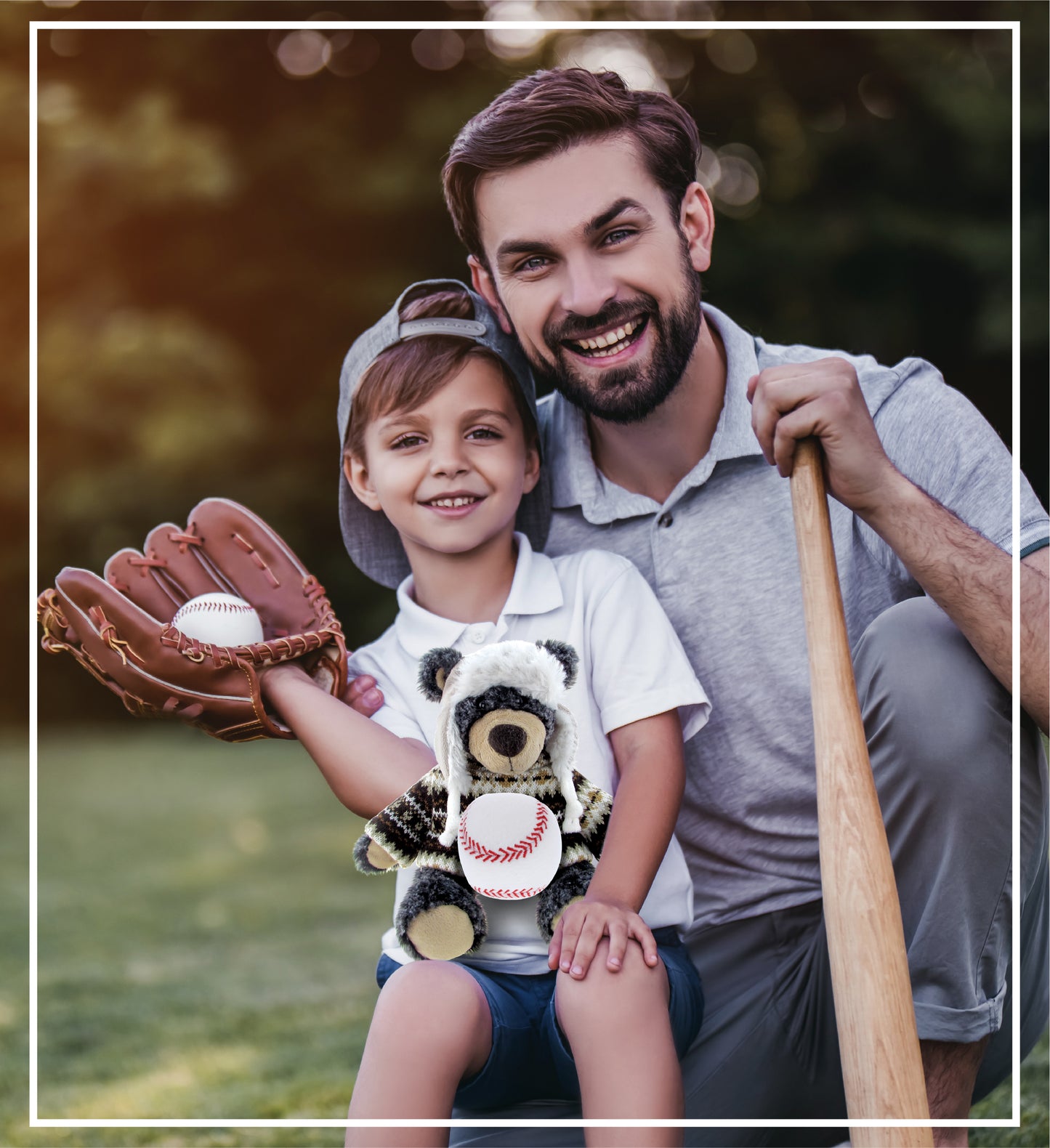 SUPER SOFT PLUSH WITH CLOTHES - BLACK BEAR WITH BASEBALL PLUSH