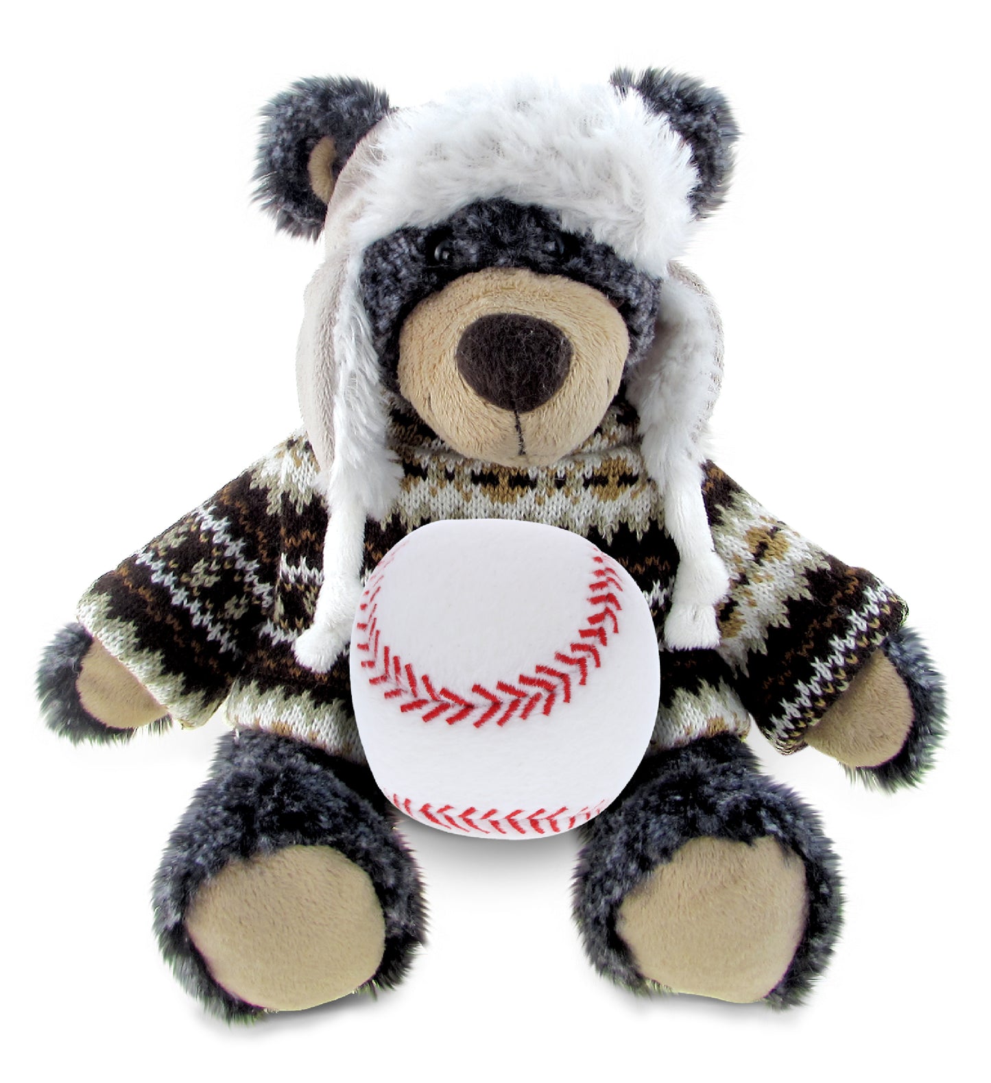 SUPER SOFT PLUSH WITH CLOTHES - BLACK BEAR WITH BASEBALL PLUSH