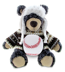 SUPER SOFT PLUSH WITH CLOTHES - BLACK BEAR WITH BASEBALL PLUSH