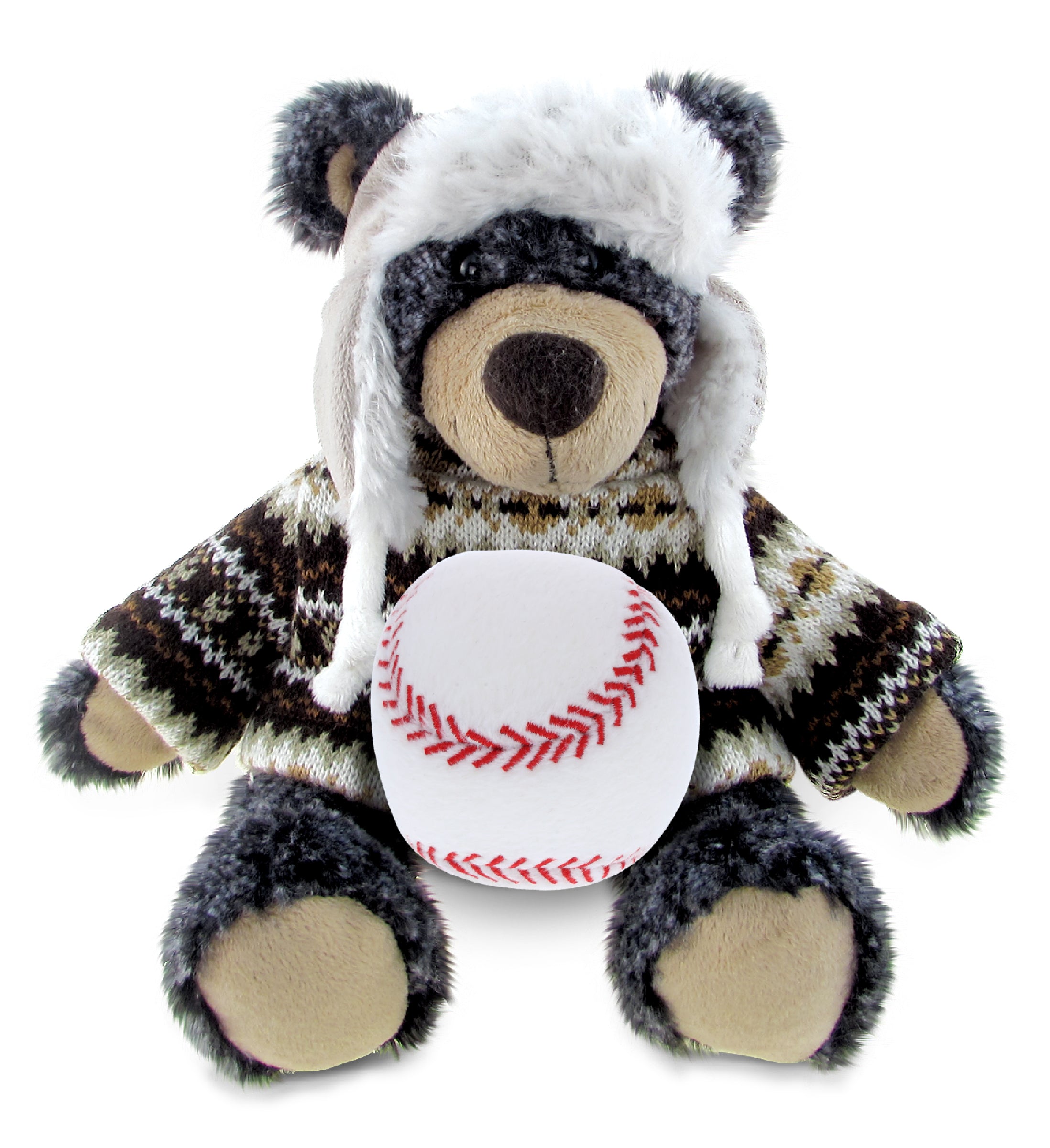 SUPER SOFT PLUSH WITH CLOTHES - BLACK BEAR WITH BASEBALL PLUSH